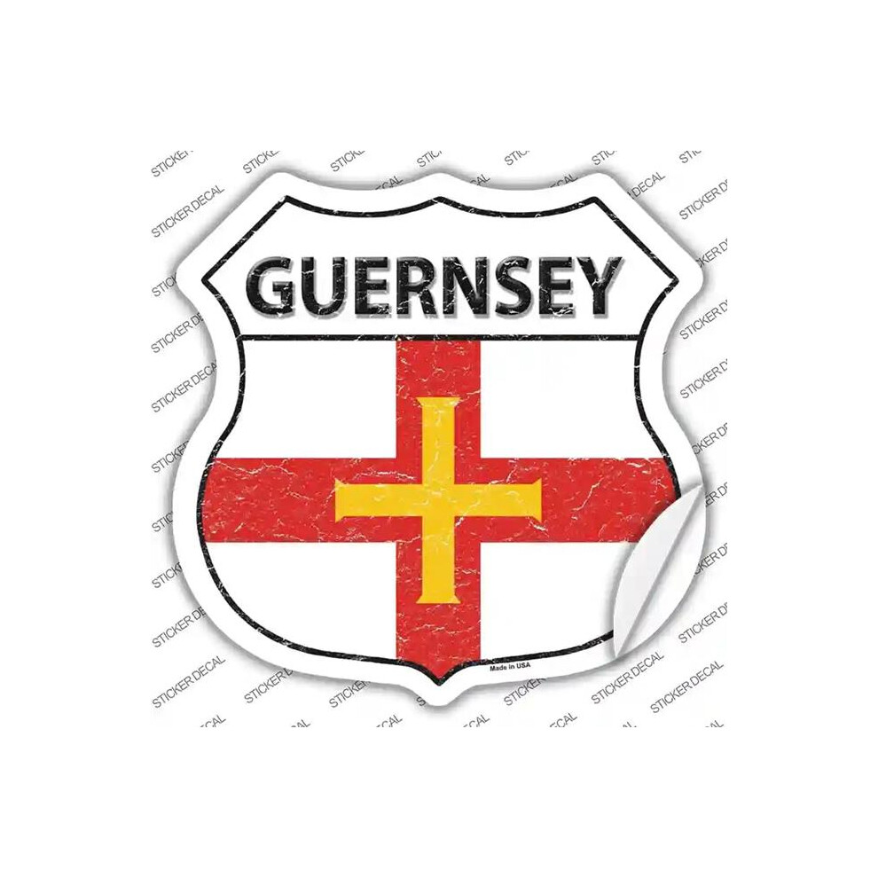 Smart Blonde Hs-268S-Xl Guernsey Flag Novelty Highway Shield Sticker Decal - Extra Large 792636470400