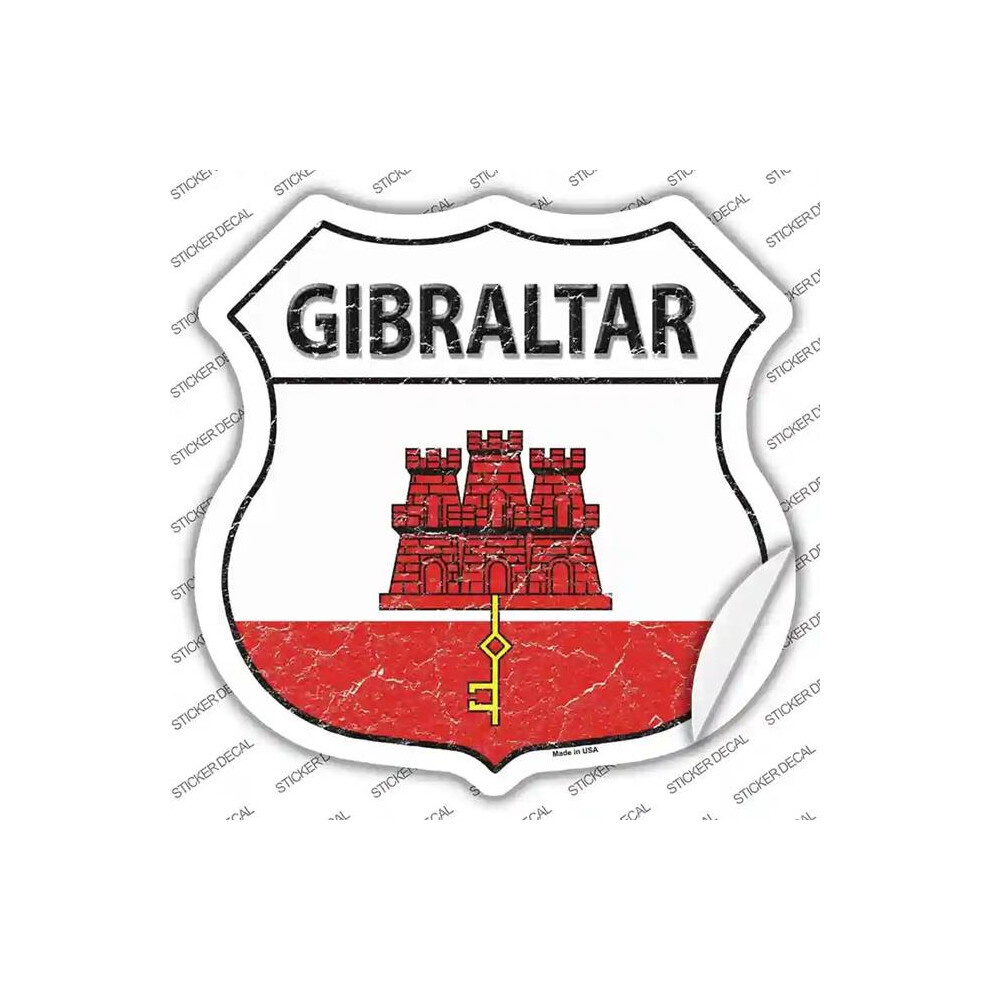 Smart Blonde Hs-261S-L Gibraltar Flag Novelty Highway Shield Sticker Decal - Large 792636470363