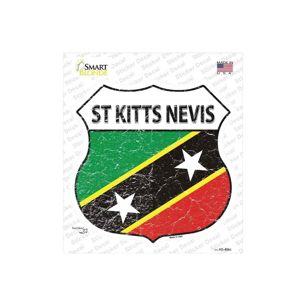 Smart Blonde Hs-406S-M St Kitts Nevis Flag Novelty Highway Shield Sticker Decal - Medium 792636485329