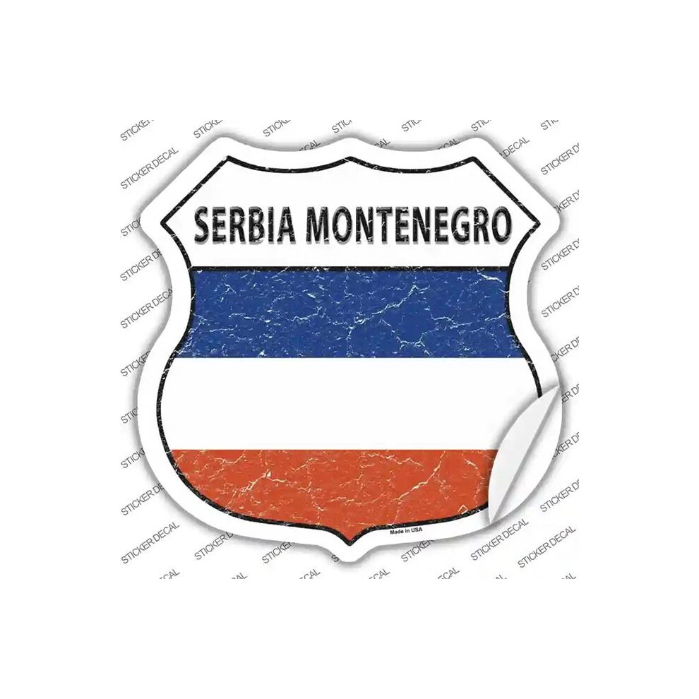 Smart Blonde Hs-390S-Xl Serbia Montenegro Flag Novelty Highway Shield Sticker Decal - Extra Large 792636485237