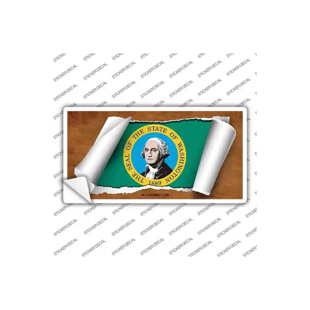 Smart Blonde Lp-9053S-Xl Washington Flag Scroll Novelty Sticker Decal - Extra Large 792636487002