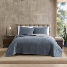 Eddie Bauer - Set cuvertura King Lenjerie de pat reversabila cu cuverturi asortate Decor de casa u?or pentru toate anotimpurile (Hidden Lake Blue