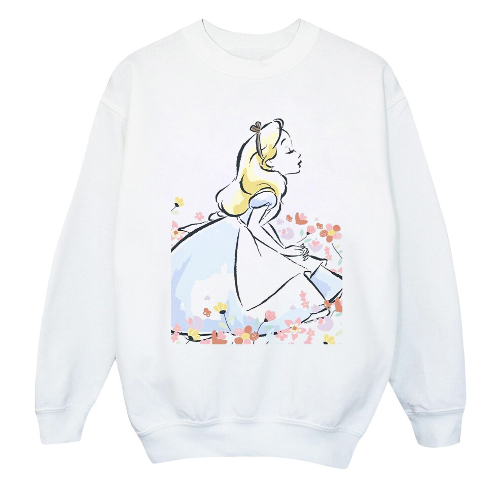 Disney Girls Alice In Wonderland Sketch Flowers Sweatshirt