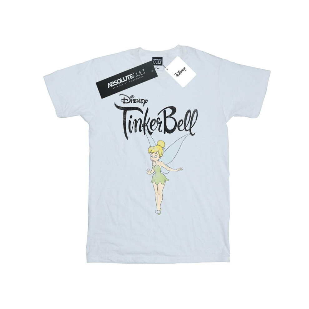 (12-13 Years, White) Disney Girls Tinker Bell Flying Tink Cotton T-Shirt