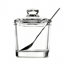 Telotela 1-delige klassieke suikerpot van helder glas met deksel, serveerlepel, zoutpot, peper, voorraadpot, kruidenpot, dispenser, suikerdoos, kruide