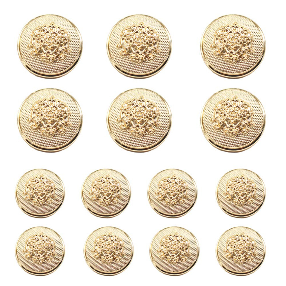 Yahoga 14Pcs Gold Blazer Buttons For Men's Suits Blazers Sport Coats 20Mm 15Mm Metal Shank Suit Buttons Set For Sewing Coats Suits Blazers (