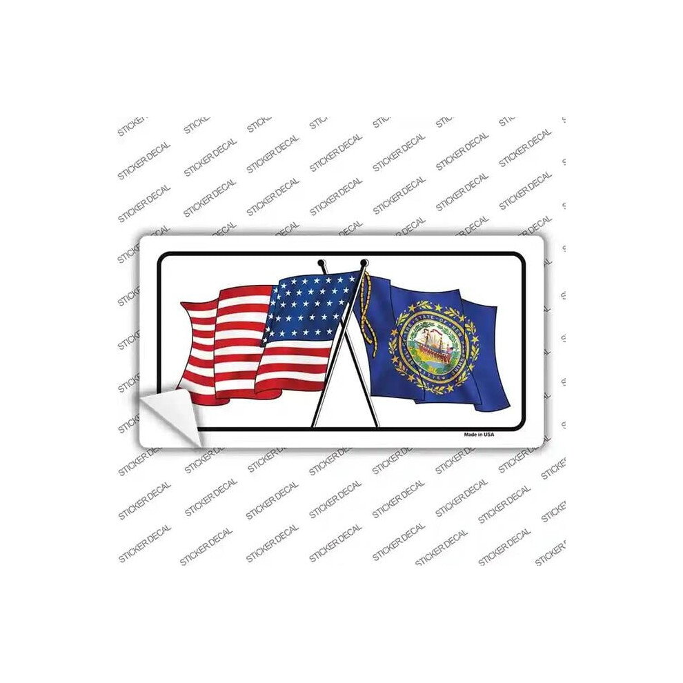 Smart Blonde Lp-11489S-S Hampshire Crossed Us Flag Novelty Sticker Decal - Small 792636493379