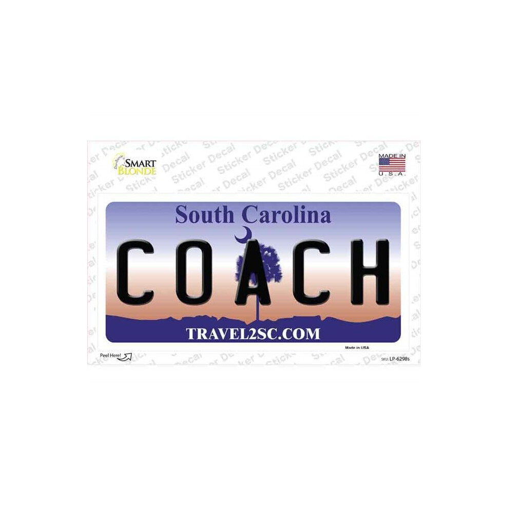 Smart Blonde Lp-6298S-M Coach South Carolina Novelty Sticker Decal - Medium 792636498107