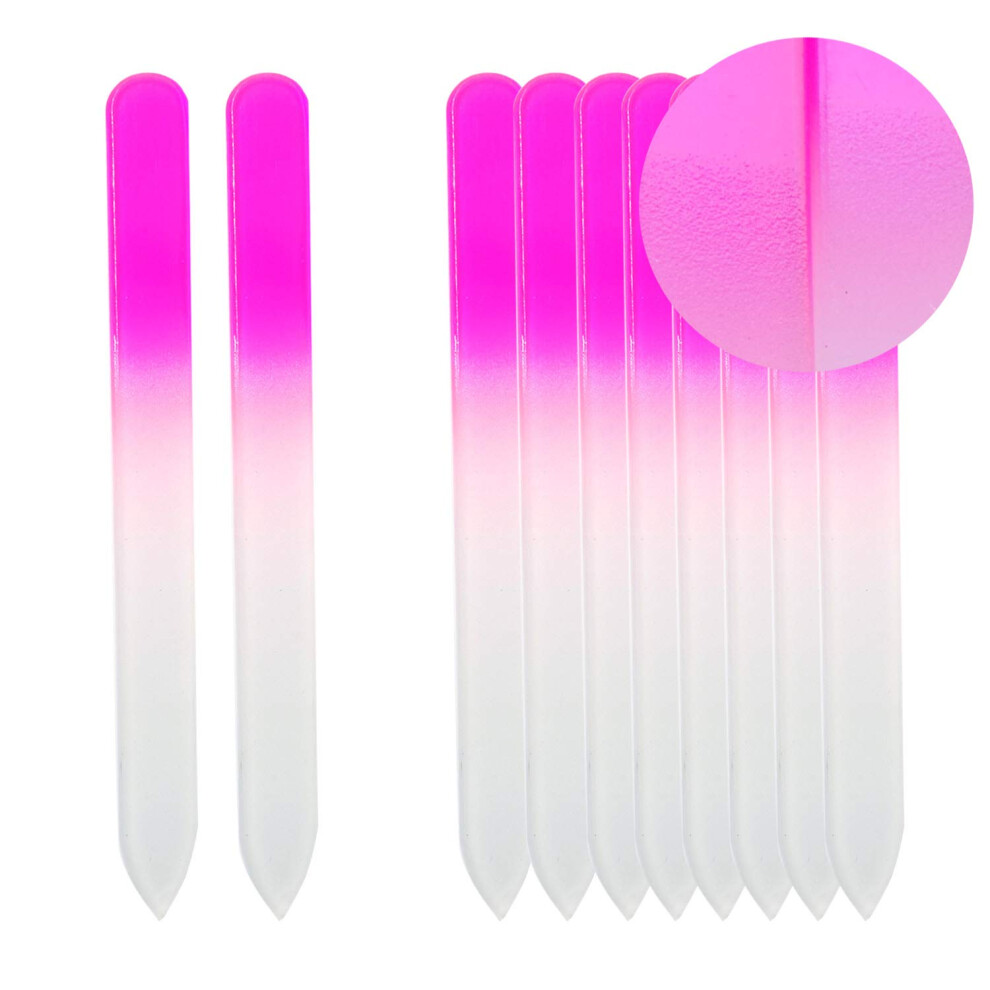 Siusio 10 Pack Professional Czech Crystal Glass Nail Files Double Sided Etched Surface Files Gradient Rainbow Color For Acrylic Nail Emery Boards & Bu