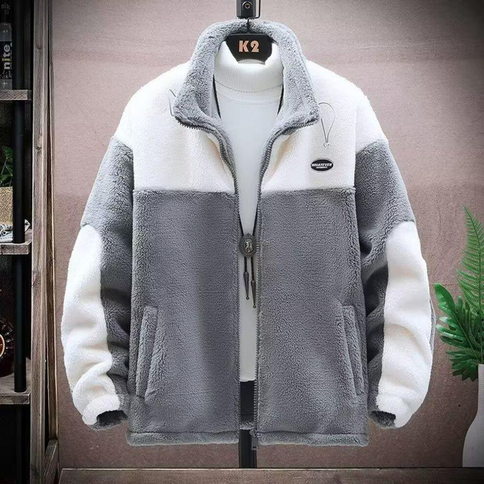 (gray, XL) Men's Winter Thick Cotton Wool Jacket