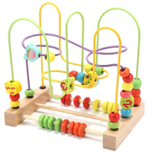 Wondertoys Bead Labyrint Leget?j til B?rn Tr? Farverig Abacus Rutschebane P?dagogisk Circle Leget?j Bead Maze Activity Cube Sanseleget?j til b?rn