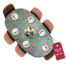 Covers For The Home Deluxe-Tischdecke aus Vinyl mit elastischer Kante und Flanellrckseite  Holly-Muster  rund, lnglich, oval  passend fr Tische