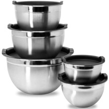 Bols mlange en acier inoxydable whysko avec couvercles plus acier en acier inoxydable pilon de pomme de terre et couvercles rpe