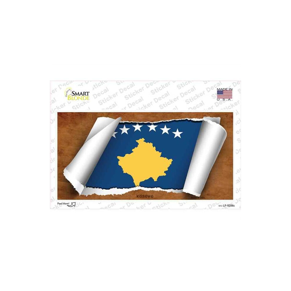 Smart Blonde Lp-9206S-M Kosovo Flag Scroll Novelty Sticker Decal - Medium 792636506352