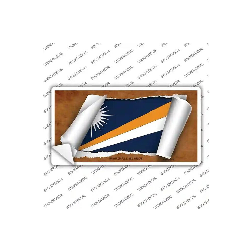 Smart Blonde Lp-9234S-L Marshall Islands Flag Scroll Novelty Sticker Decal - Large 792636505782