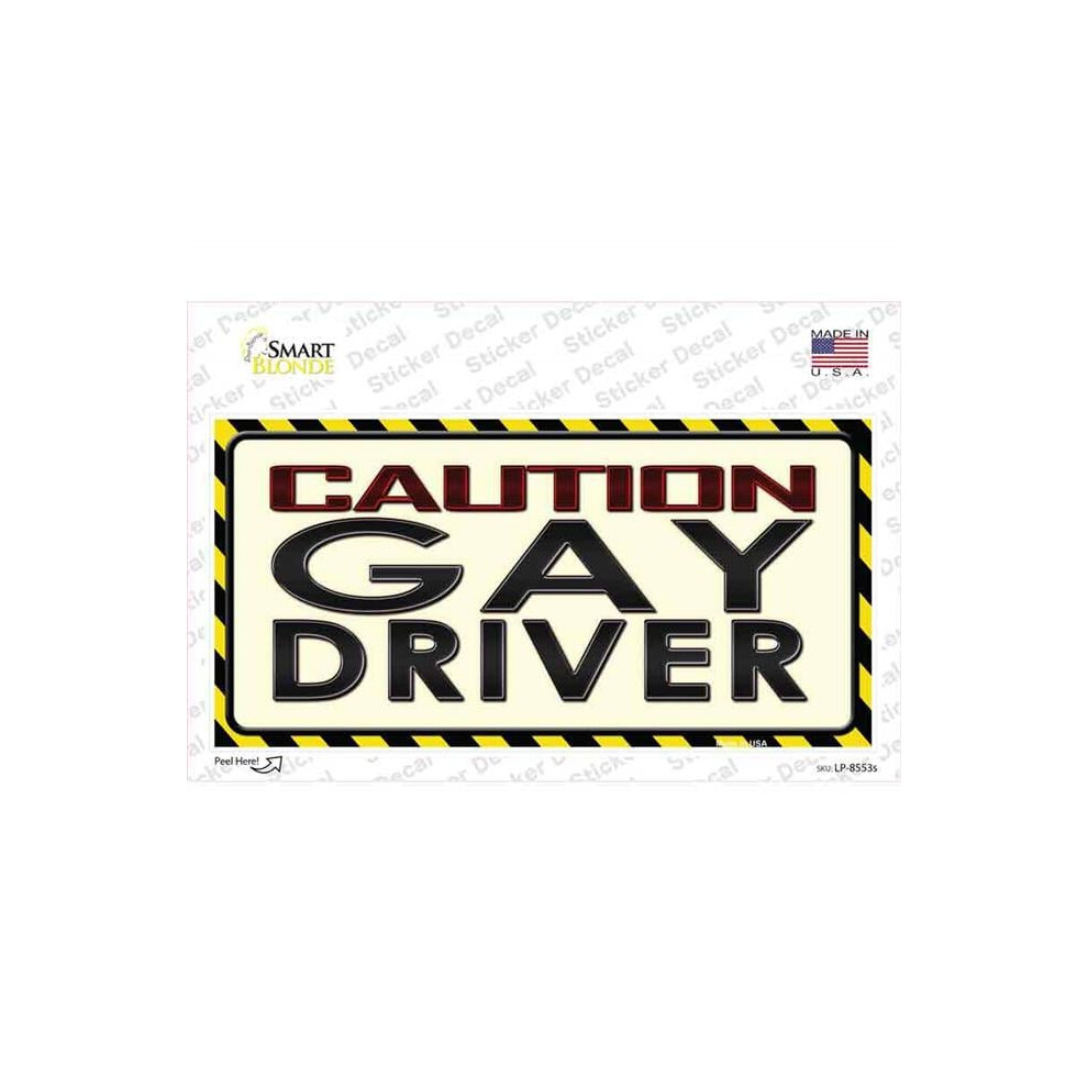 Smart Blonde Lp-8553S-M Caution Gay Driver Novelty Sticker Decal - Medium 792636505126