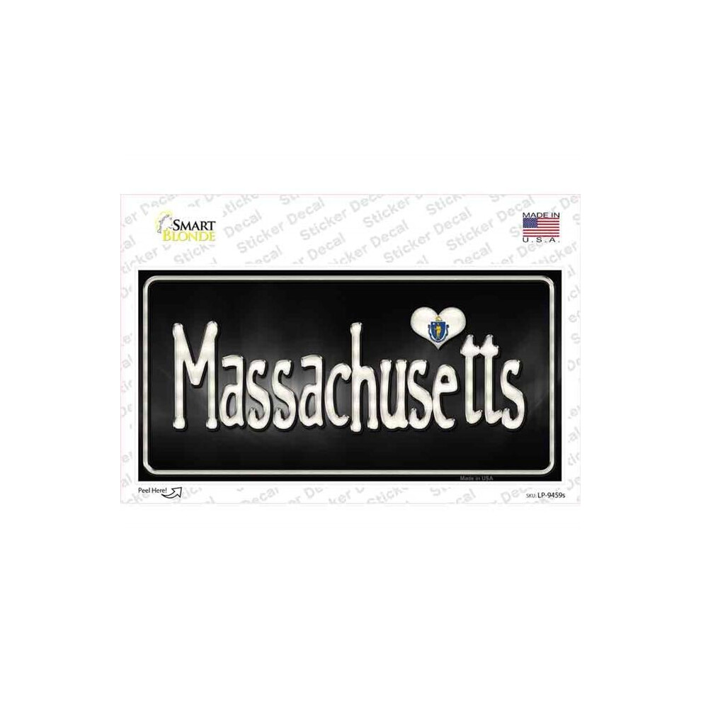 Smart Blonde Lp-9459S-M Massachusetts Flag Script Novelty Sticker Decal - Medium 792636508974