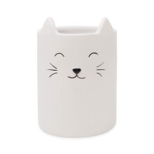 Isaac Jacobs White Ceramic Cat Makeup Makeup Brush Holder Organisateur de tasse polyvalente. Bureau de cuisine de salle de bain D Bureau d? Cor (