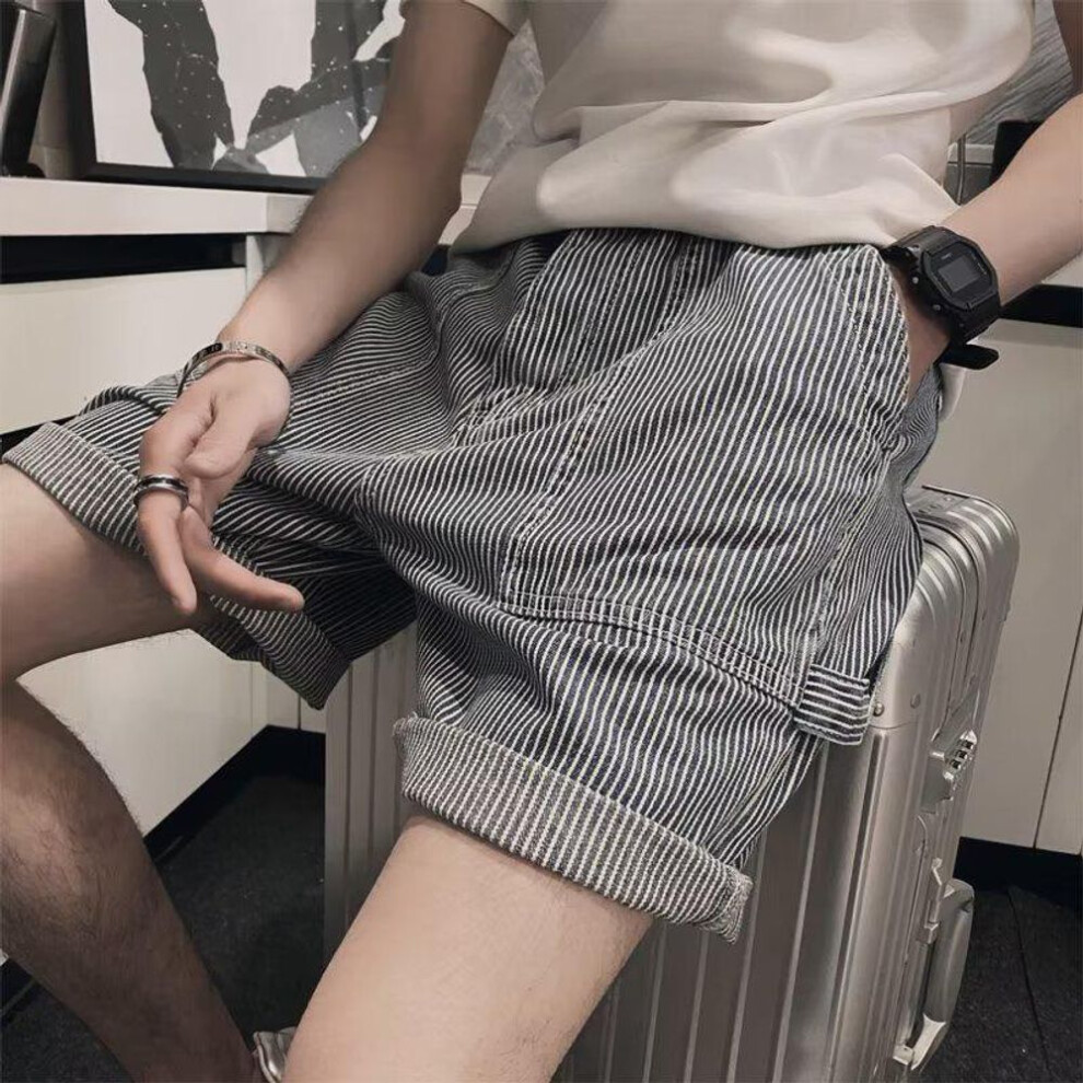 (black, M) Men's Trendy Korean-Style Summer Denim Shorts