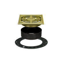 Schluter Kerdi-Drain Contour Shower Grate Kit with Integrated Slope Bonding Flange – Square Brushed Brass Anodized Finish KD4GRKAMGB