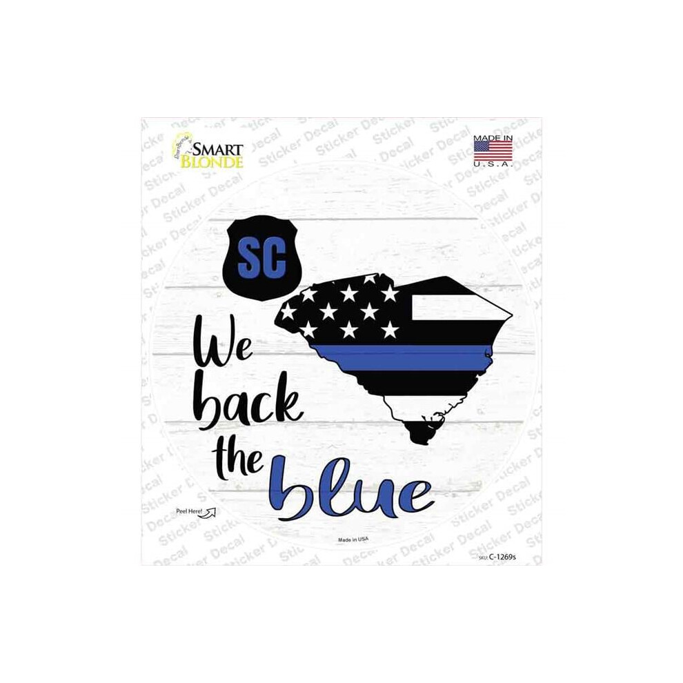 Smart Blonde C-1269S-M South Carolina Back The Novelty Circle Sticker Decal - Medium Blue 792636517389