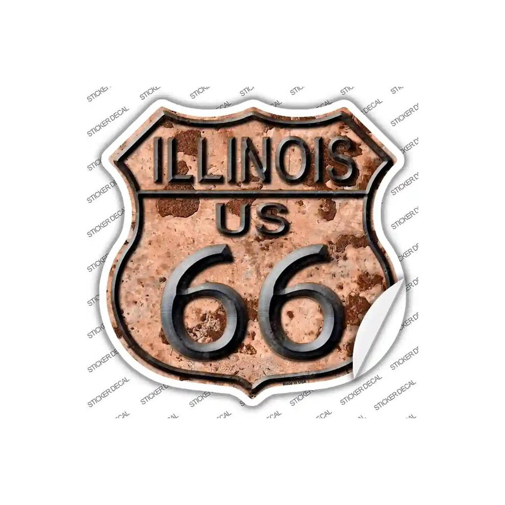 Smart Blonde Hs-488S-S Illinois Route 66 Rusty Novelty Highway Shield Sticker Decal - Small 792636517877
