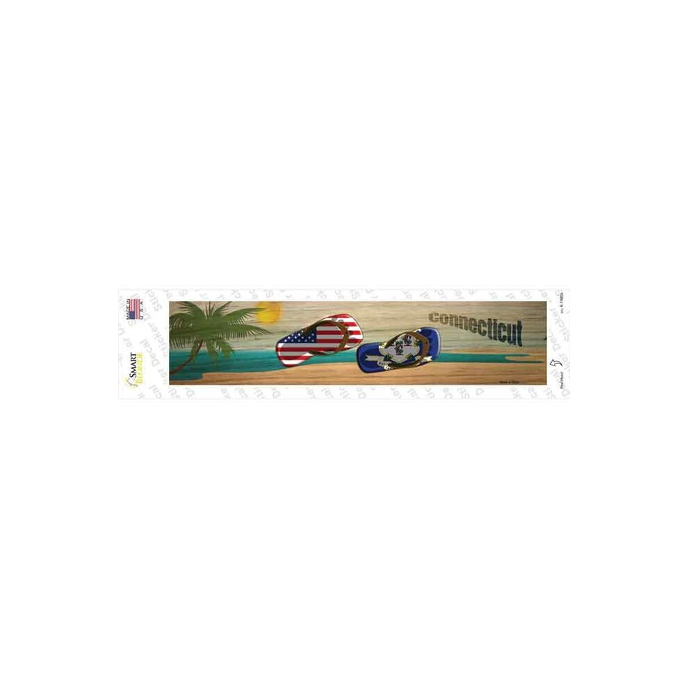 Smart Blonde K-1480S-M Connecticut & Us Flag Novelty Narrow Sticker Decal - Medium 792636519093
