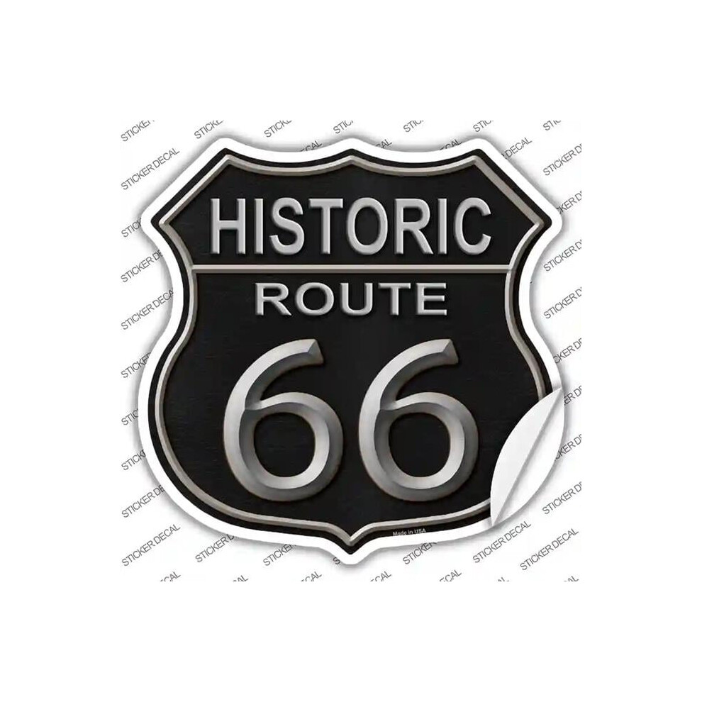 Smart Blonde Hs-559S-S Historic Route 66 Leather Novelty Highway Shield Sticker Decal - Small Black 792636518263