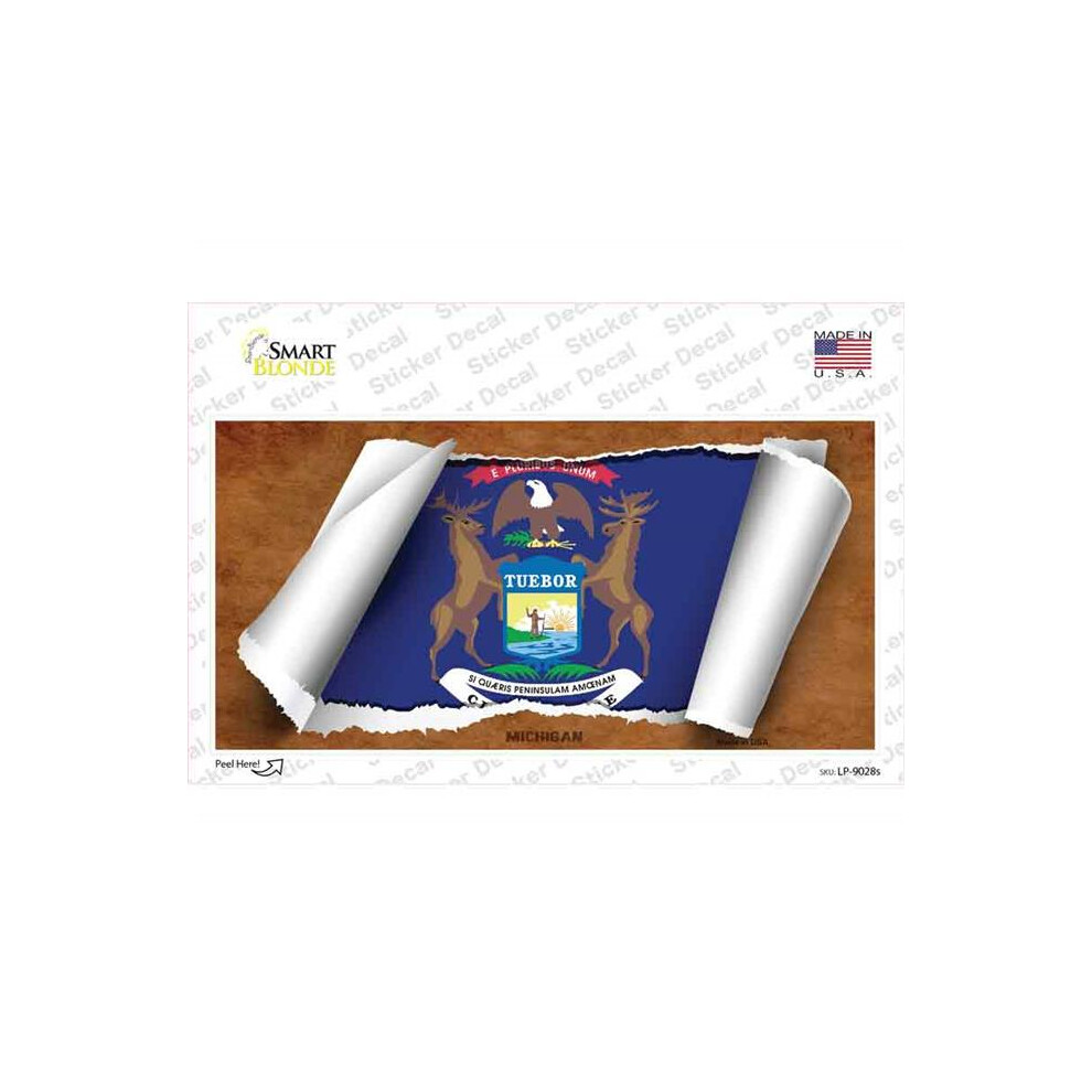 Smart Blonde Lp-9028S-M Michigan Flag Scroll Novelty Sticker Decal - Medium 792636519987