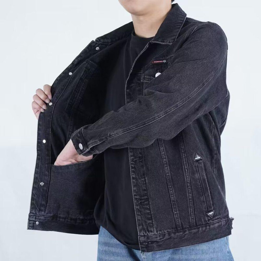 (black, XL) Men's 2023 Spring/Autumn Denim Baseball Jacket - Korean Style Casual Trendy Top