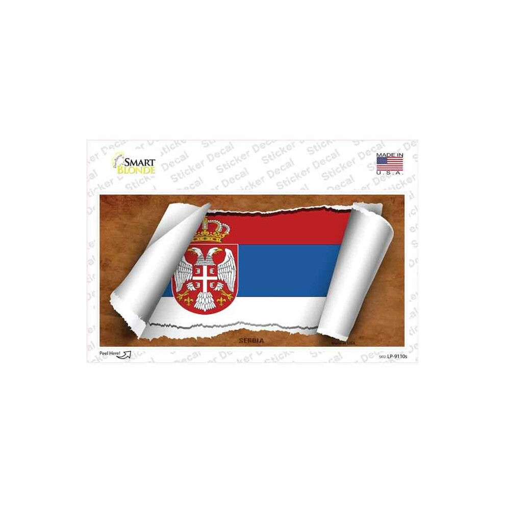 Smart Blonde Lp-9110S-M Serbia & Eagle Flag Scroll Novelty Sticker Decal - Medium 792636520303