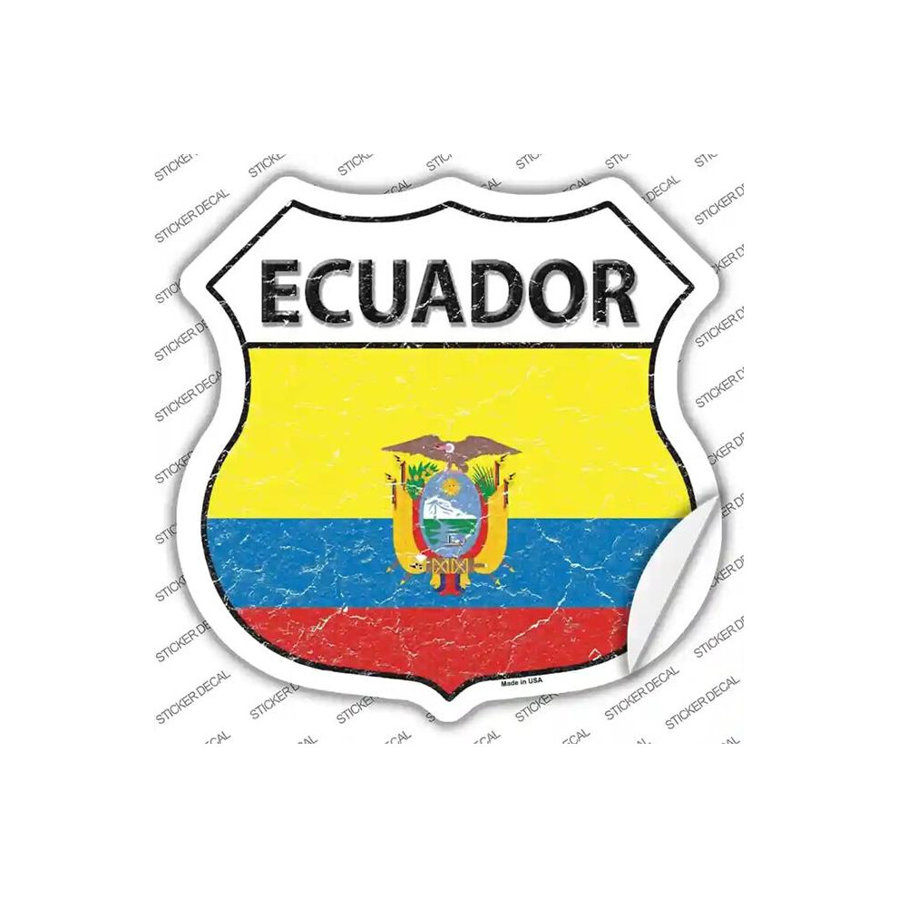 Smart Blonde Hs-238S-S Ecuador Flag Novelty Highway Shield Sticker Decal - Small 792636522178
