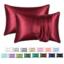 MR&HM Satin Pillowcase for Hair and Skin Silk Satin Pillowcase 2 Pack King Size Pillow Cases Set of 2 Silky Pillow Cover with Envelope Closure (20x