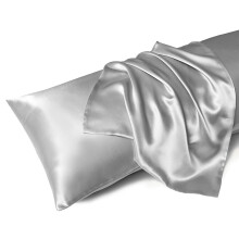 MR&HM Satin Body Pillow Cover 20x54 inches Body Pillow Case for Adults Silk Satin Cooling Body Pillow Pillowcase with Envelope Closure (20x54 Silve