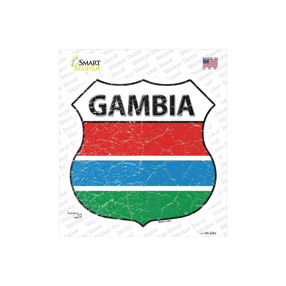 Smart Blonde Hs-256S-M Gambia Flag Novelty Highway Shield Sticker Decal - Medium 792636522284
