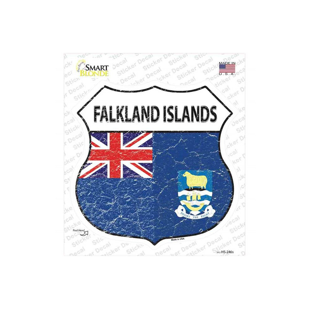 Smart Blonde Hs-246S-M Falkland Islands Flag Novelty Highway Shield Sticker Decal - Medium 792636522215