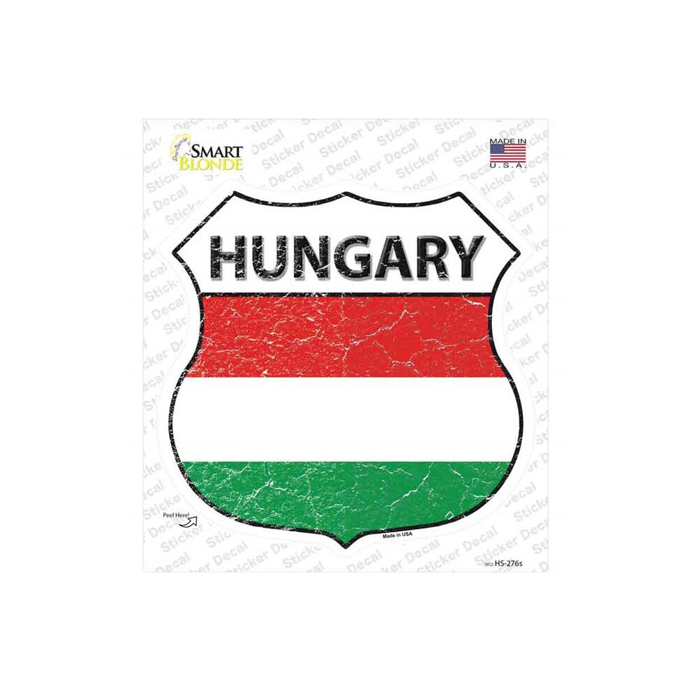 Smart Blonde Hs-276S-M Hungary Flag Novelty Highway Shield Sticker Decal - Medium 792636523090