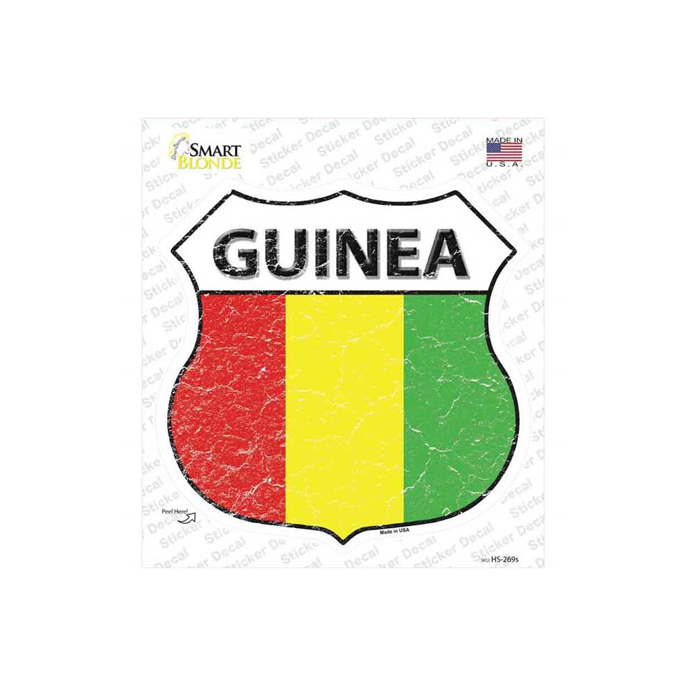 Smart Blonde Hs-269S-M Guinea Flag Novelty Highway Shield Sticker Decal - Medium 792636523069