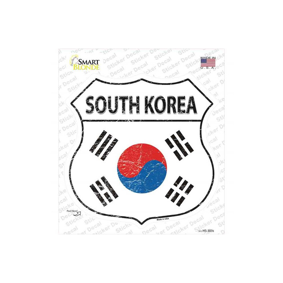 Smart Blonde Hs-303S-M South Korea Flag Novelty Highway Shield Sticker Decal - Medium 792636523212