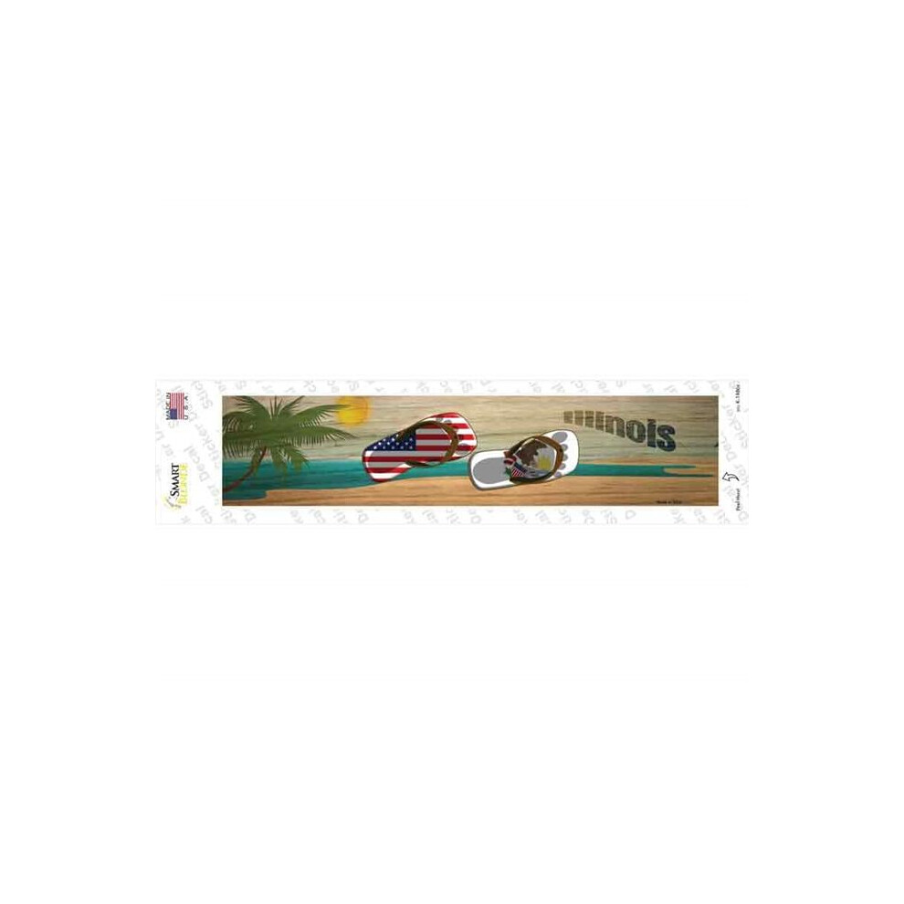 Smart Blonde K-1486S-M Illinois & Us Flag Novelty Narrow Sticker Decal - Medium 792636525438