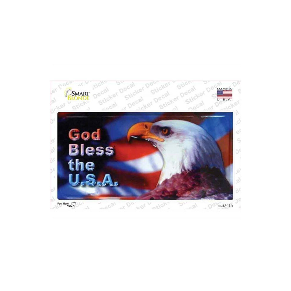 Smart Blonde Lp-151S-M God Bless Usa Eagle Novelty Sticker Decal - Medium 792636525797
