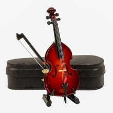 Dselvgvu din lemn miniatura dubla Bas cu arc de suport ?i caz de contrabasa replica mini instrument muzical colec?ie de accesorii de papu?i de co