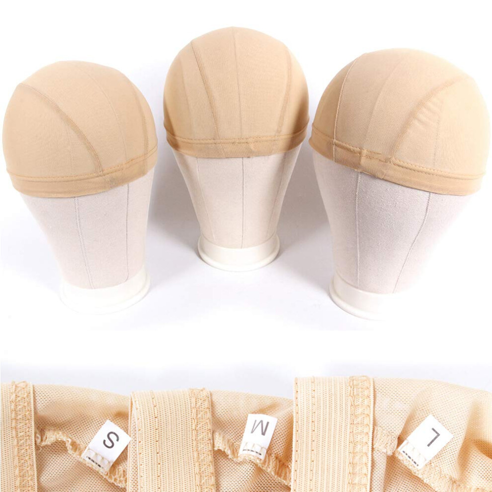 ZQIAN BEAUTY Lot de 6 bonnets de perruque en maille extensible beige en   lasthanne respirant pour la fabrication de perruques (6 pi  ces beiges L)