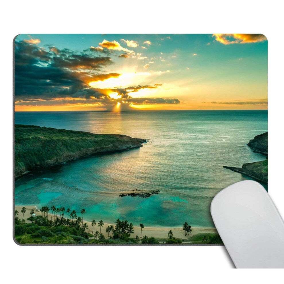 Smooffly Hawaiian Mouse Pad Sunrise Over Hanauma Bay On Oahu Hawaii Sunbeams Through Clouds Shoreline Personality Desings Gaming Mous Dark 4876573691251