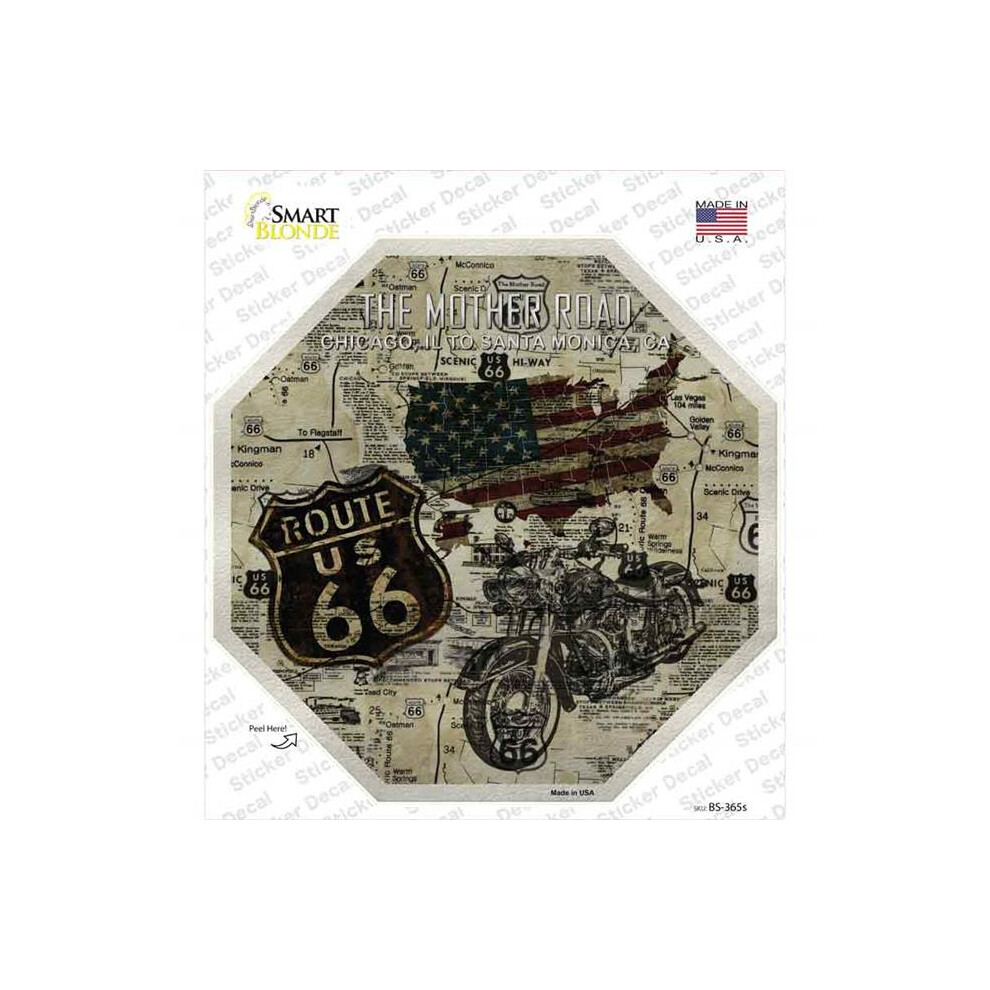 Smart Blonde Bs-365S-M Route 66 Mother Road Vintage Novelty Octagon Sticker Decal - Medium 792636536571