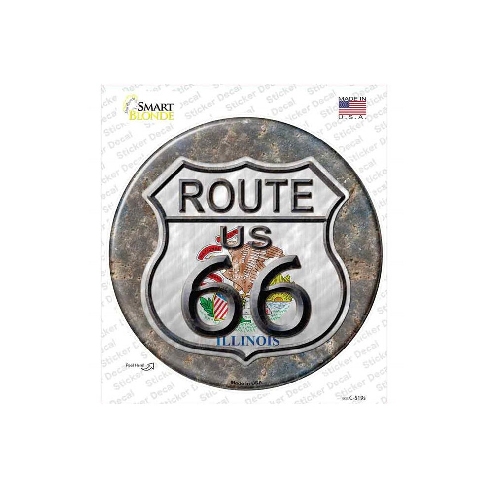 Smart Blonde C-519S-M Illinois Route 66 Novelty Circle Sticker Decal - Medium 792636539367