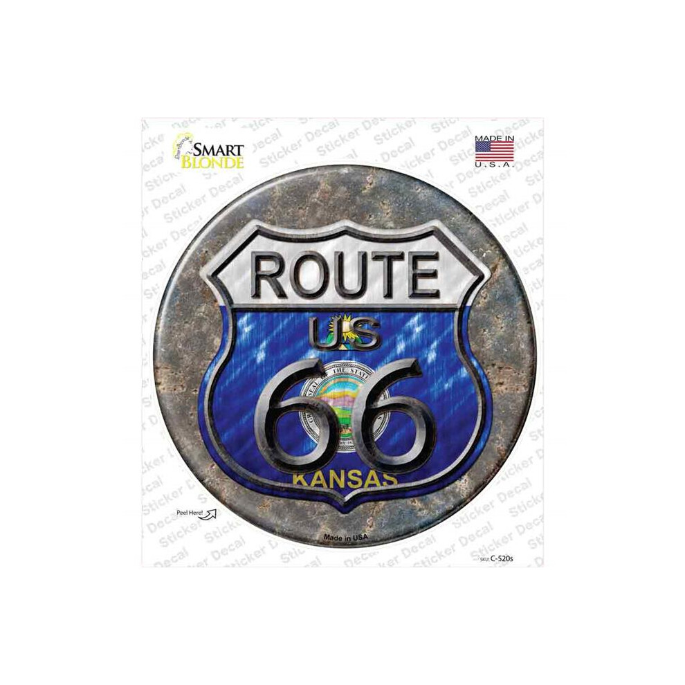 Smart Blonde C-520S-M Kansas Route 66 Novelty Circle Sticker Decal - Medium 792636539381