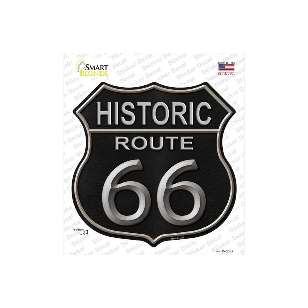 Smart Blonde Hs-559S-M Historic Route 66 Leather Novelty Highway Shield Sticker Decal - Medium Black 792636541124