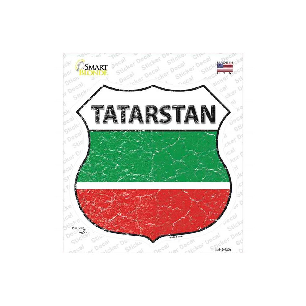 Smart Blonde Hs-420S-M Tatarstan Flag Novelty Highway Shield Sticker Decal - Medium 792636541827