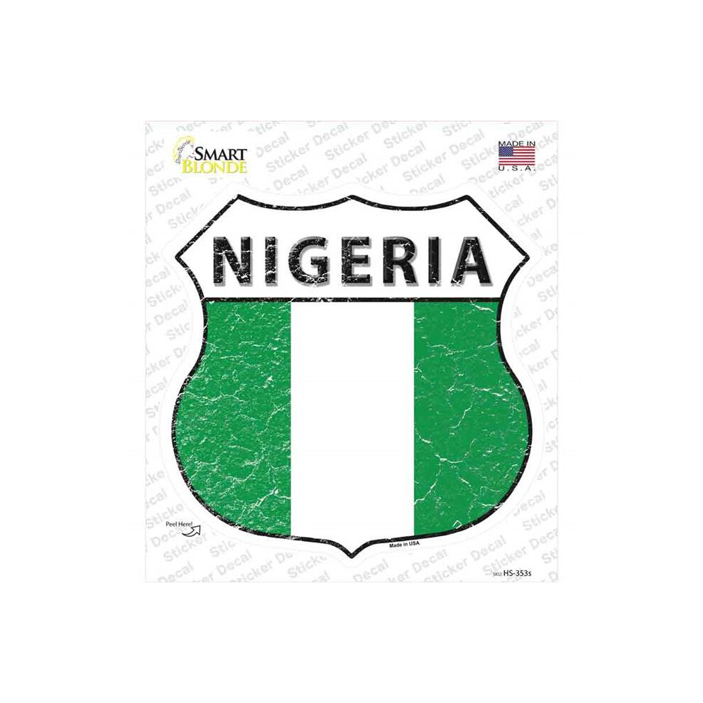 Smart Blonde Hs-353S-M Nigeria Flag Novelty Highway Shield Sticker Decal - Medium 792636541537